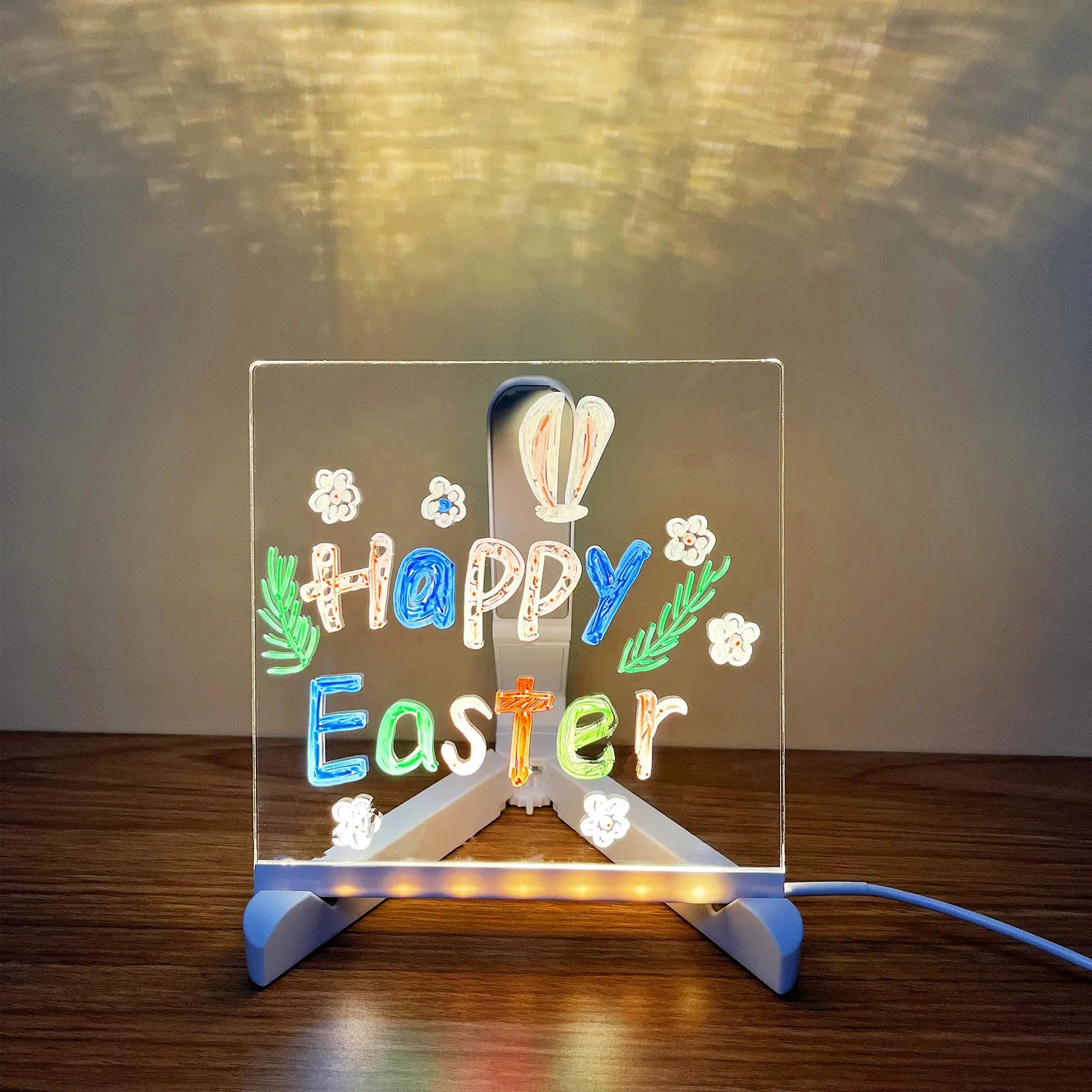Glowing LED Drawing Board Lamp Transparent Acrylic Message Note Board Erasable Memo USB Night Light Birthday Christmas Gifts
