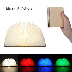 LED Foldable Book Light Creative Wooden Luminous Book for Children Kids’Birthday Holiday Christmas Gift Rechargeable Night Lamp